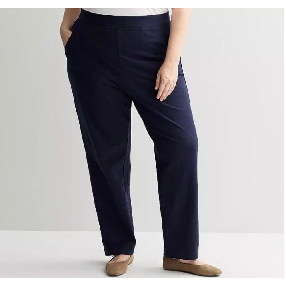 Croft & Barrow Essential Straight Leg Pants Genuine Navy Size 1X New With Tags